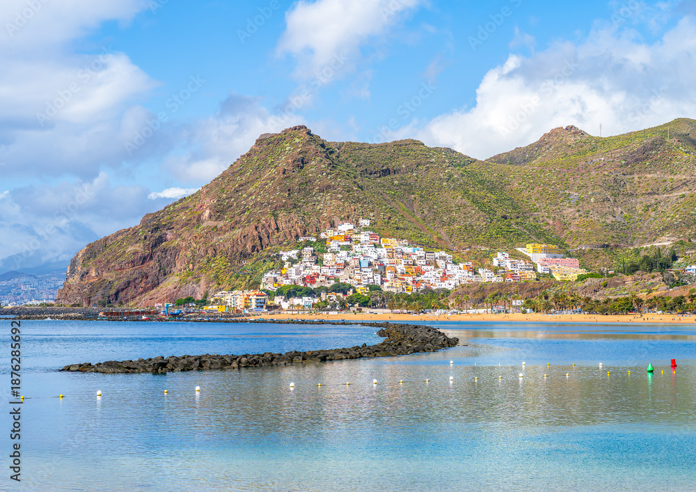 Fototapeta premium Landscape with Las Teresitas beach and San Andres village, Tenerife, Canary Islands, Spain