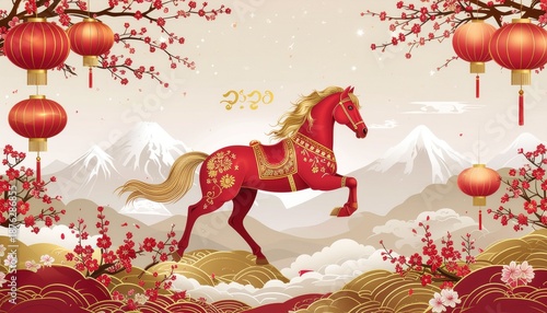 new year background with horse