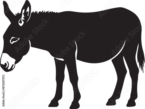 Donkey Silhouette: A striking silhouette captures the essence of a sturdy donkey, its form defined by clean lines. it is a great for design resource.