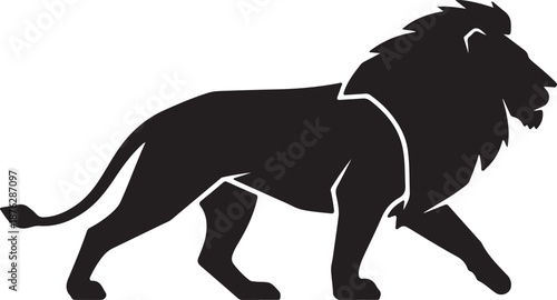  Majestic Lion Silhouette: An evocative silhouette of a powerful lion strides confidently, its regal presence and iconic mane a timeless symbol of strength and dominance.