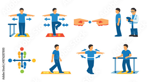 Male performing physical rehabilitation exercises with therapist supervision