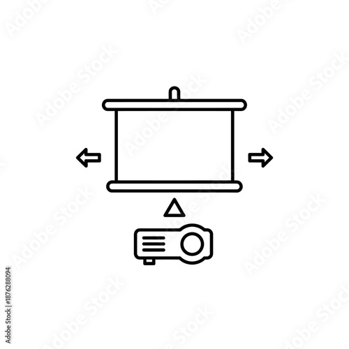 Presentation Projector Screen Setup and Alignment Icon Vector