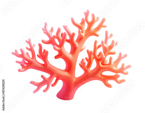 Vivid, stylized coral reef branch isolated against a stark black background