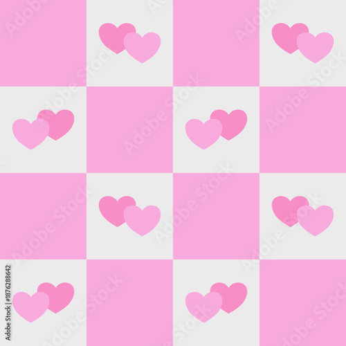 A seamless valentine pattern featuring simple hearts in a repeating grid design