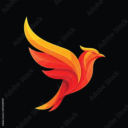 Vibrant Phoenix Illustration - A Symbol of Rebirth and Transformation.