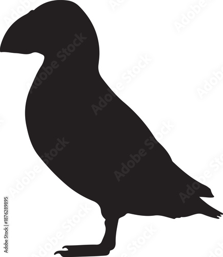 Puffin in silhouette white background.