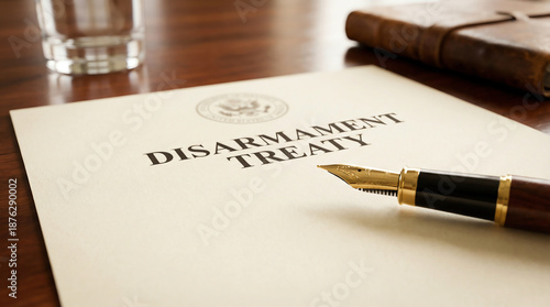 Wallpaper Mural Fountain Pen on Disarmament Treaty Document. Torontodigital.ca