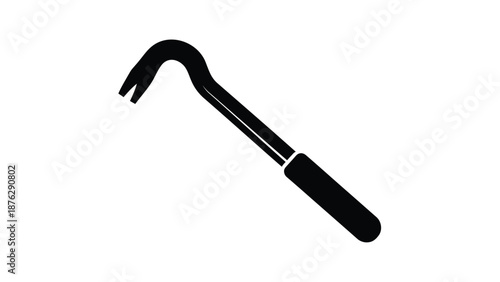 Black silhouette of a crowbar tool on white background industrial equipment icon