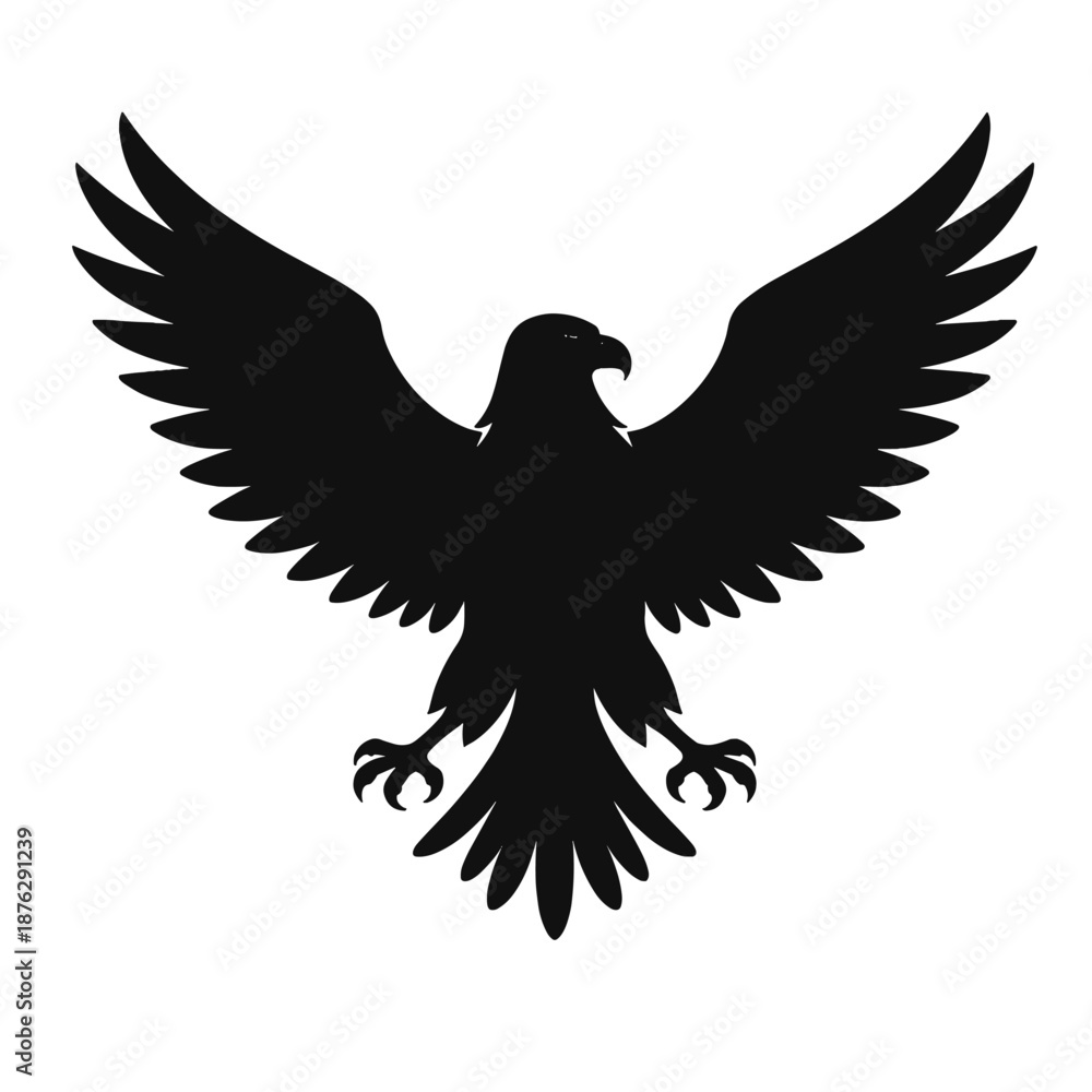 Fototapeta premium Silhouette of eagle with open wings