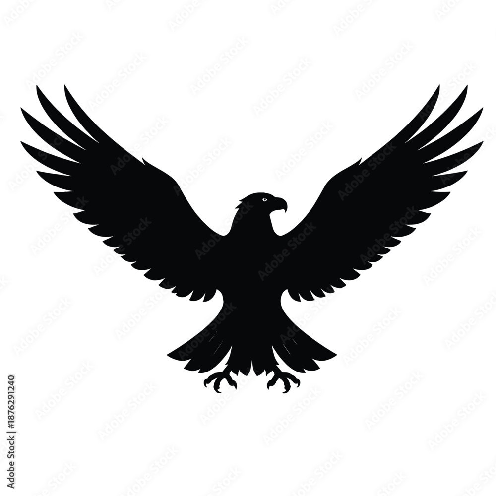 Obraz premium Black eagle silhouette with spread wings