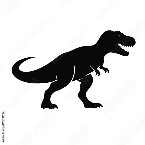 Black silhouette of Tyrannosaurus rex dinosaur