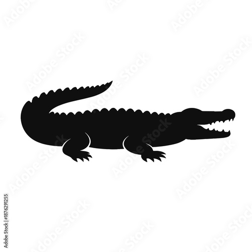 Silhouette of crocodile with open mouth