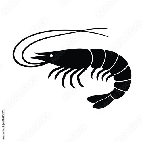 Silhouette of shrimp with long antennae