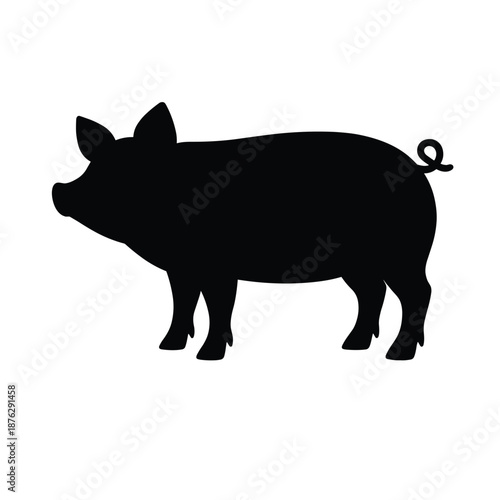 Silhouette of Standing Pig Animal