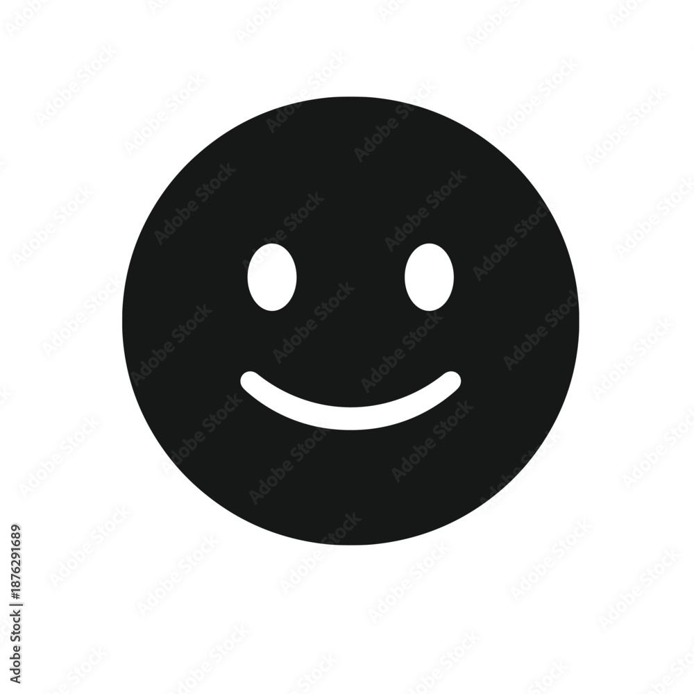 Fototapeta premium Black smiley face emoticon on white background