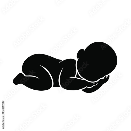 Silhouette of Sleeping Baby in Fetal Position