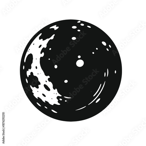 Black and white moon silhouette with craters