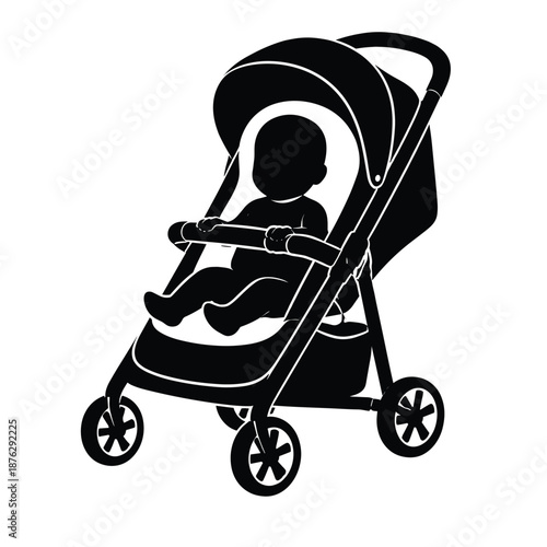 Baby sitting in stroller silhouette