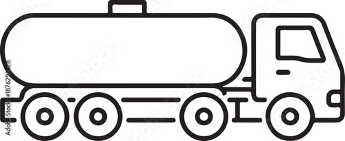 Tanker Truck Line Icon Fuel Transport Vehicle Symbol
