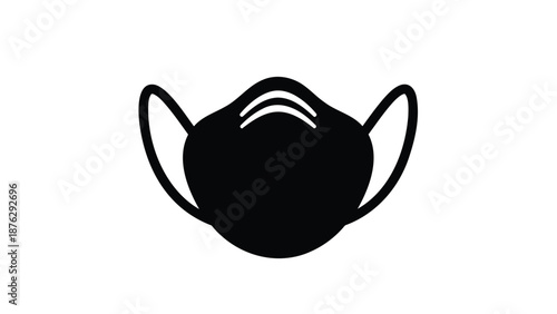 Black face mask icon on white background for health and safety concepts