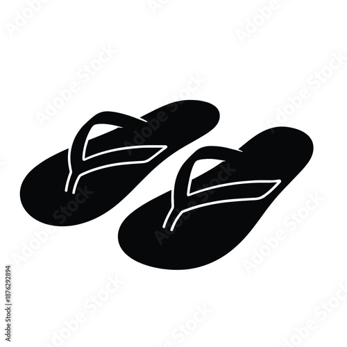 Pair of black flip flop sandals flat vector