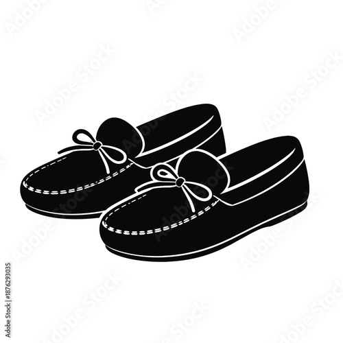 Pair of moccasin shoes with bow decoration