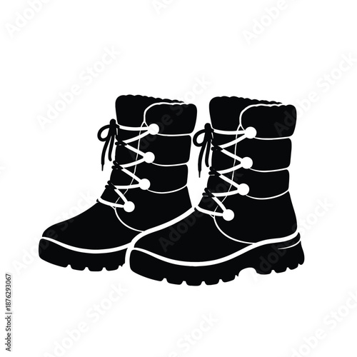 Pair of winter padded boots with laces