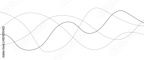 Abstract wavy black and white curved lines.