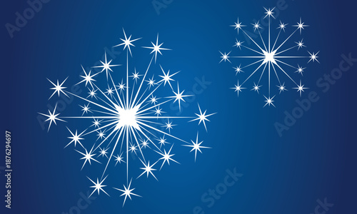 Blue Snowflake Pattern Background with White Winter Stars