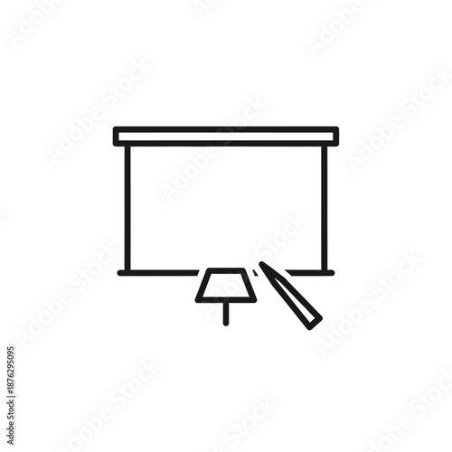 Presentation screen with pointer stick icon, business meeting outline graphic