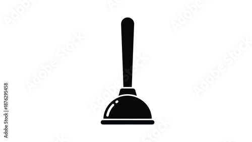 Black toilet plunger icon plumbing tool bathroom equipment cleaning maintenance hygiene