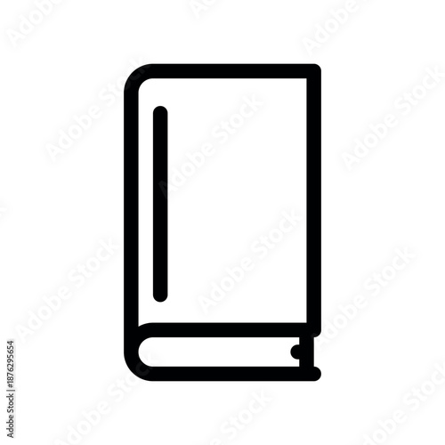 Closed Hardcover Book Icon With Vertical Spine Detail