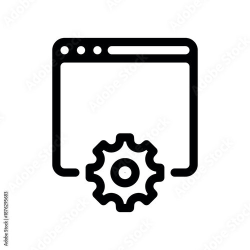Browser Window Interface Icon With Mechanical Gear Symbol