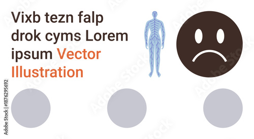 Health communication, emotional health, human anatomy, educational resources, visual presentations, scientific illustration. Skeletal system and sad emotion on text-based layout. Health communication