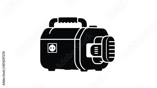 Black and white illustration of a portable power generator on a clean background