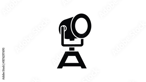 Spotlight on stage with adjustable head and stand