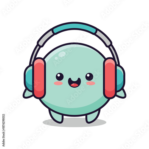 Happy Music Character Wearing Headphones Illustration