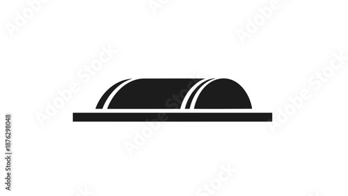 A black covered dish on a serving tray simple illustration for food presentation