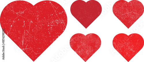 Textured hearts vector set. Glitched social media templates . Trendy defect error heart . Glitched, Grunge cyber punk symbol with distressed effect. Heart with a halftone dots screen print texture.