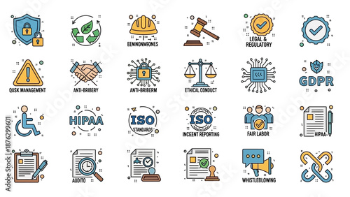 Business and industry regulation icons.