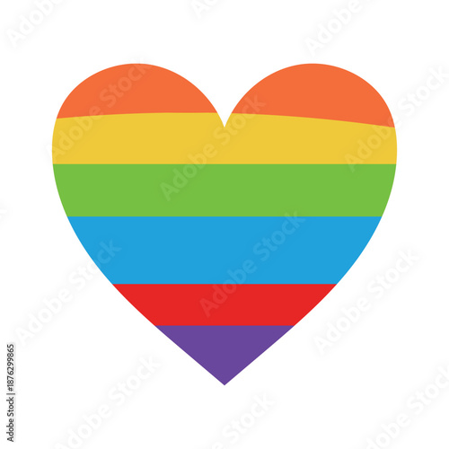 Rainbow hearts  icon. Rainbow hearts on white background representing love, pride, diversity, equality, and inclusive celebration.
