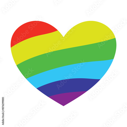 Rainbow hearts  icon. Rainbow hearts on white background representing love, pride, diversity, equality, and inclusive celebration.

