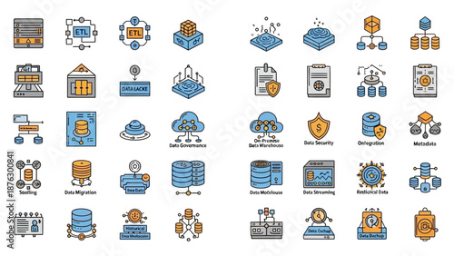 Collection of business security icons.