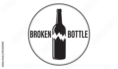 Black broken bottle logo on white background
