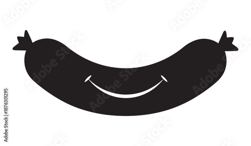 Smiling sausage isolated on white background