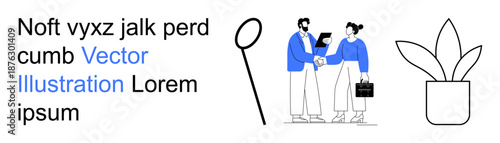 Business communication, team collaboration, workplace discussions, data search, professional growth, office decor. Two people shaking hands while holding files. Business communication and team