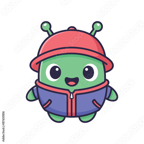 Alien Character Illustration with Space Suit and Helmet