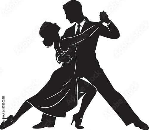 Romantic Dance Silhouette of Couple for Valentines Day Celebration
