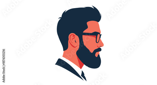 Stylish profile portrait silhouette of a man with a beard and glasses representing a modern professional or intellectual look.
