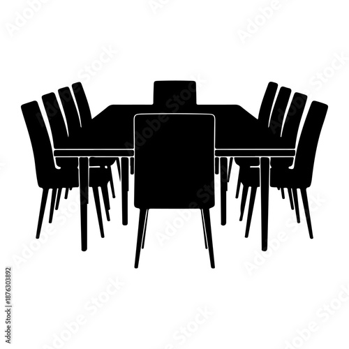 Modern dining table with chairs illustration Vector